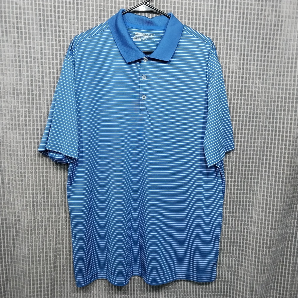 Nike Golf Polo Mens Tour Performance Dri-FIT Striped XL Blue 585748-491